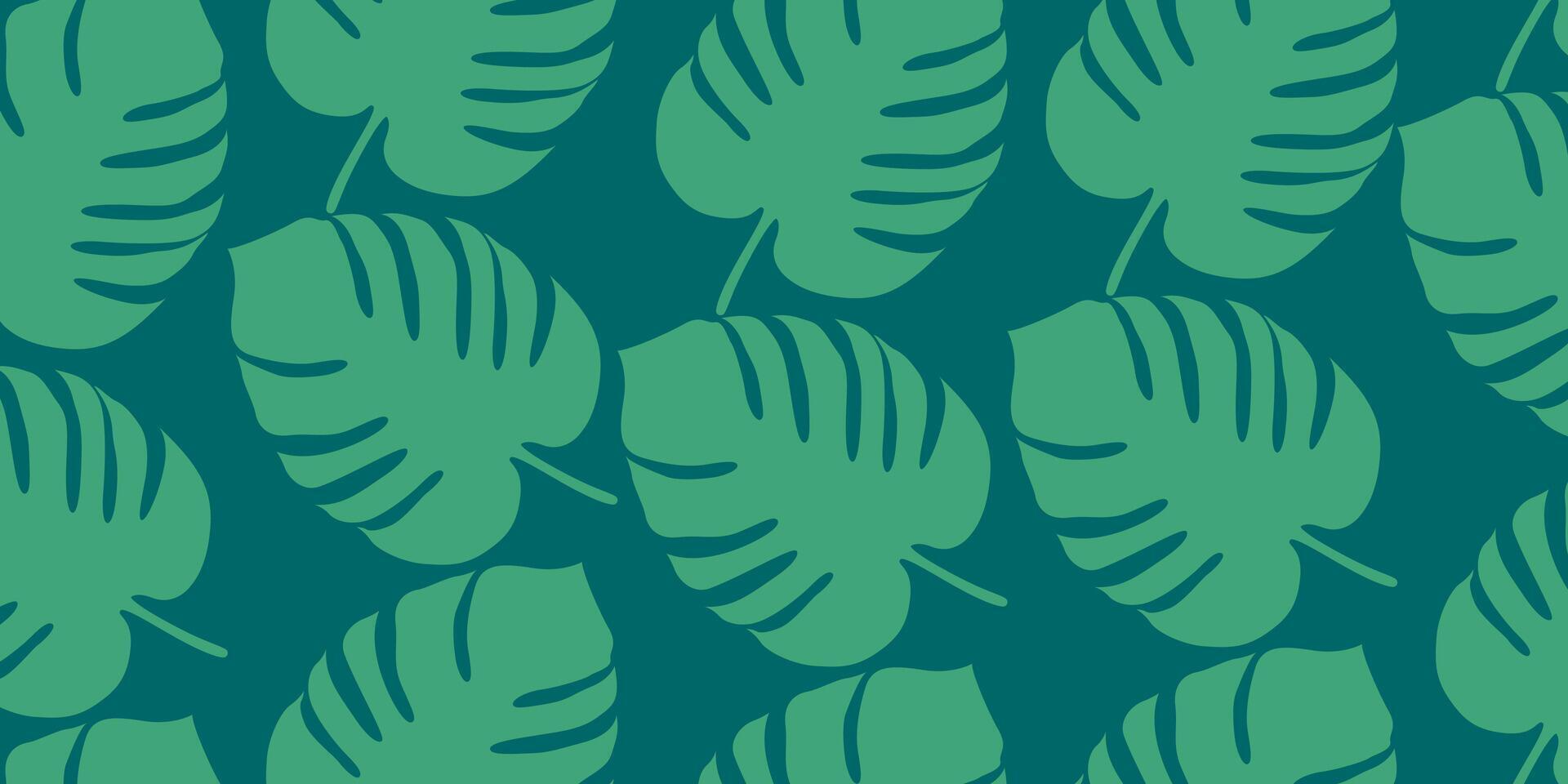 Tropical monstera leaf seamless pattern in flat style. Perfect for summer backgrounds, fabric, wallpaper, wrapping paper, packaging, and tropical-themed designs. vector
