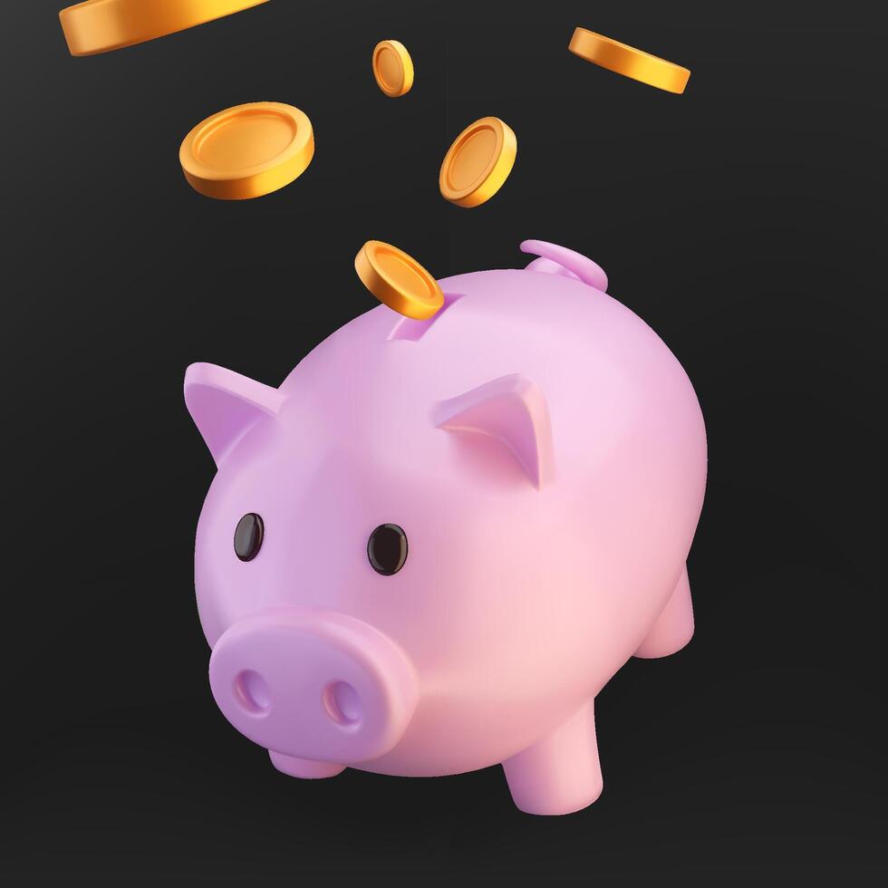 Piggy bank with coins vector