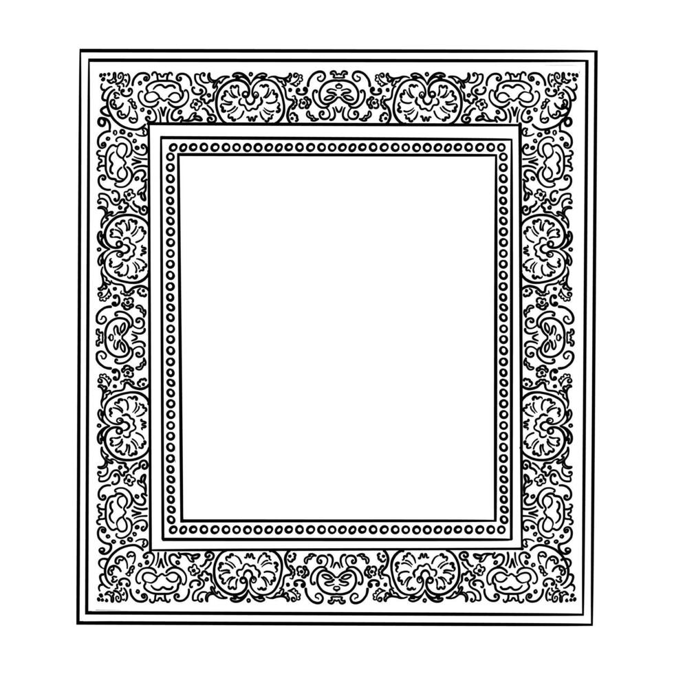 Hand Drawn Art Nouveau Picture Frames Line Set in Vintage Style vector