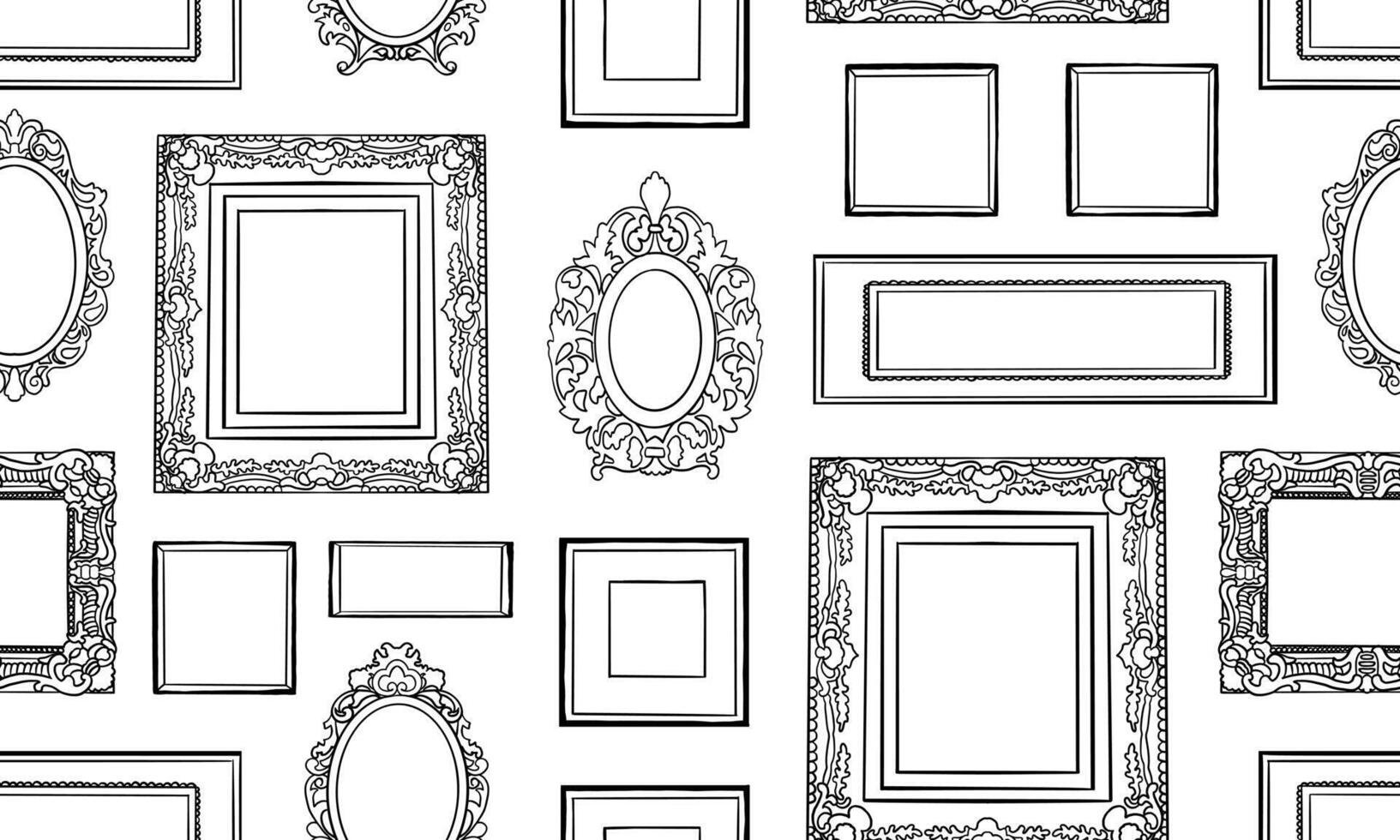 Hand Drawn Picture Frames Seamless Pattern vector