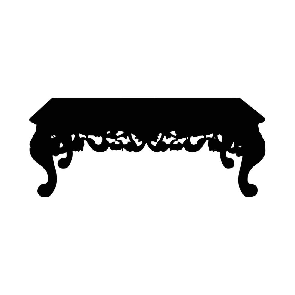 Ornate silhouette coffee table design vector