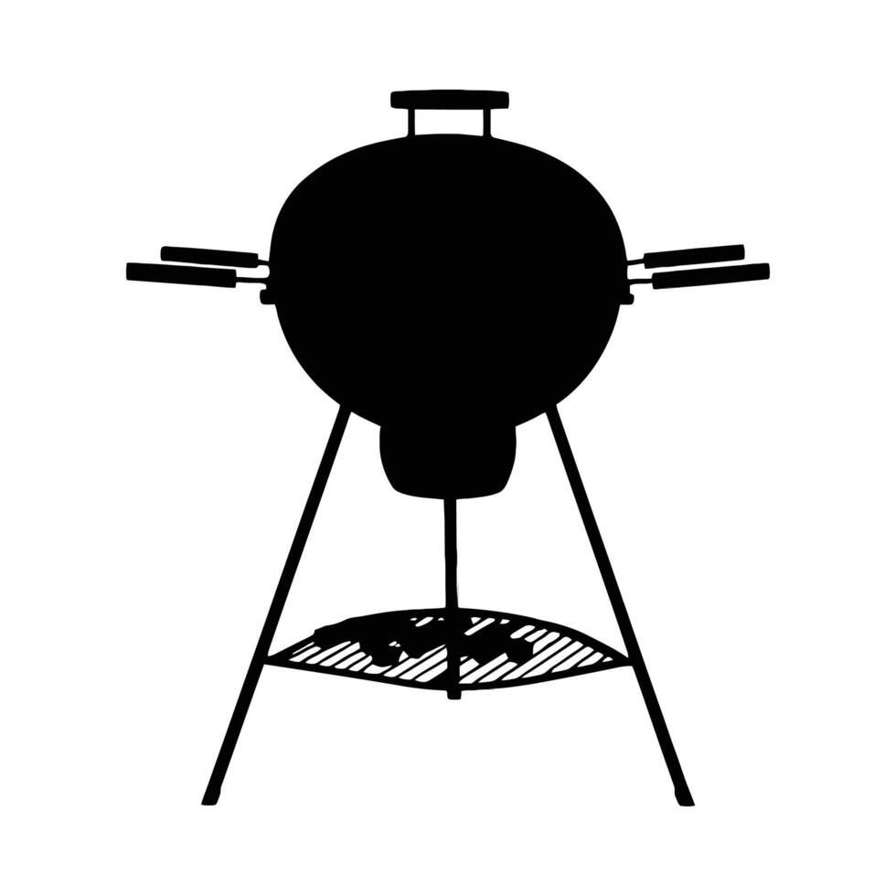 Round kettle grill silhouette illustration vector
