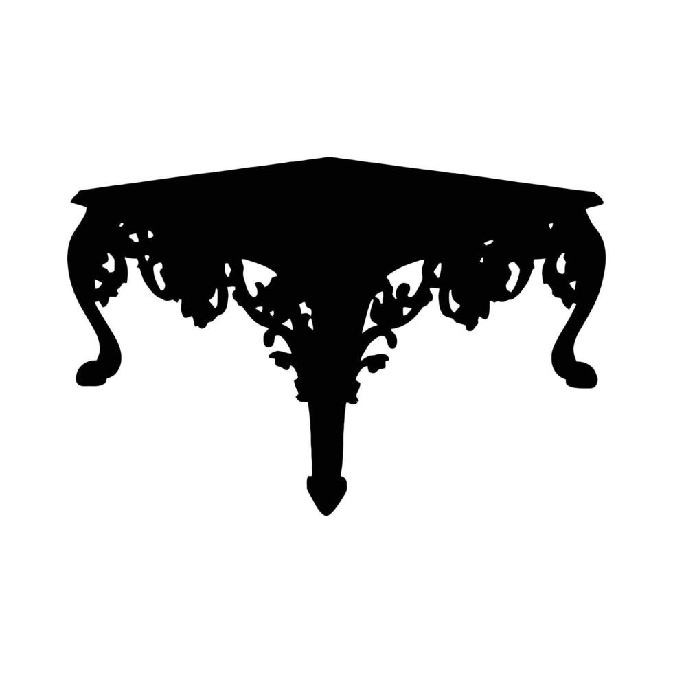 Ornate square coffee table silhouette vector