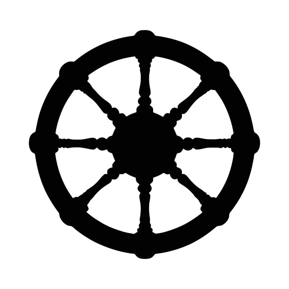 Nautical ship wheel silhouette vector