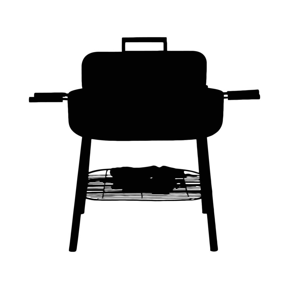 Portable charcoal grill silhouette vector