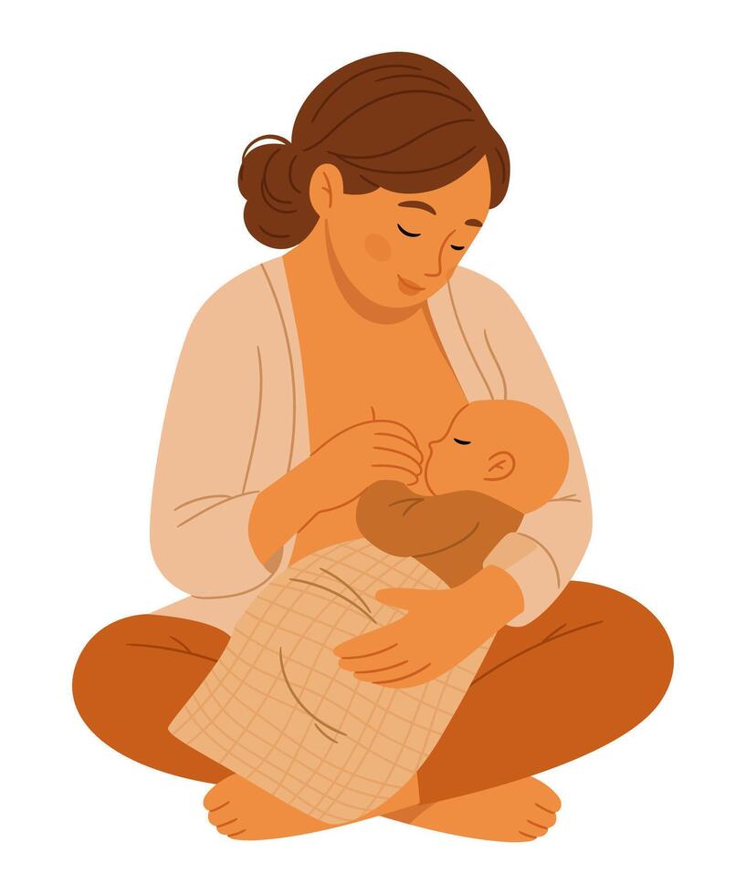 Mother breastfeeding her baby vector