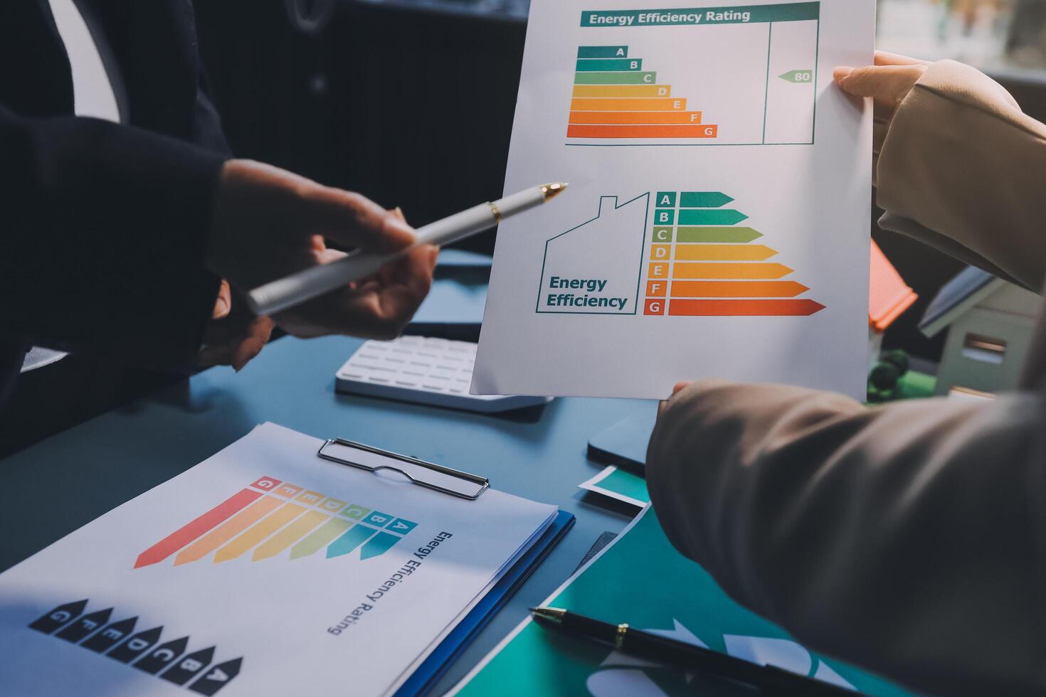 Energy efficiency chart and energy efficiency chart concept photo