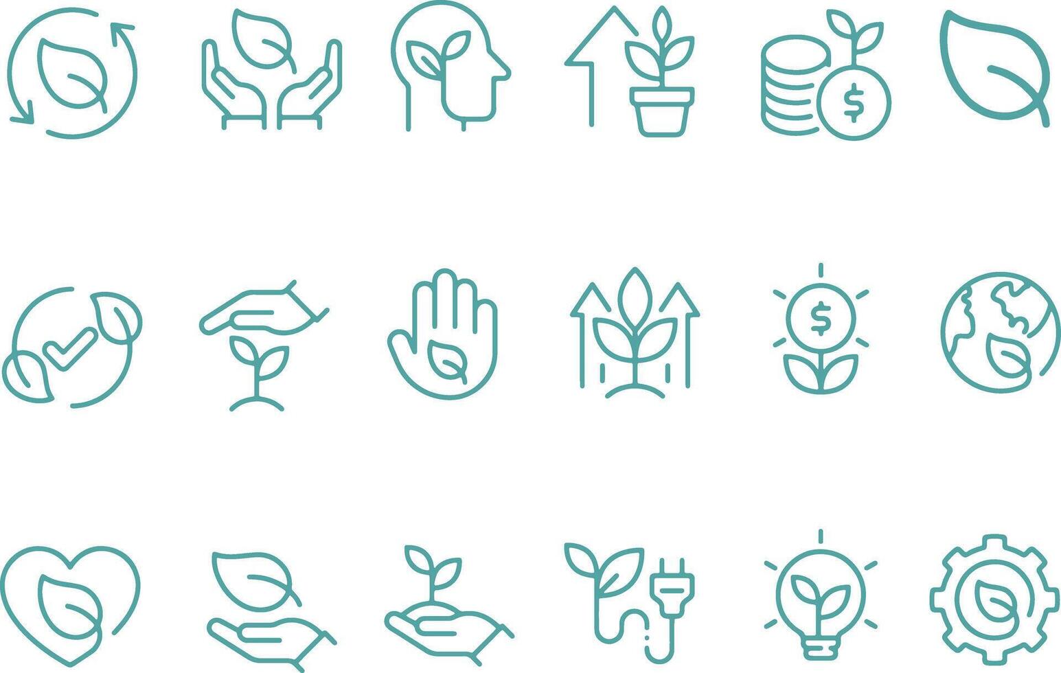 Thin line icon set of plants. Symbol collection of plant leaf recycling seedling green energy planet earth ecology environment. Pixel perfect icons editable stroke. vector