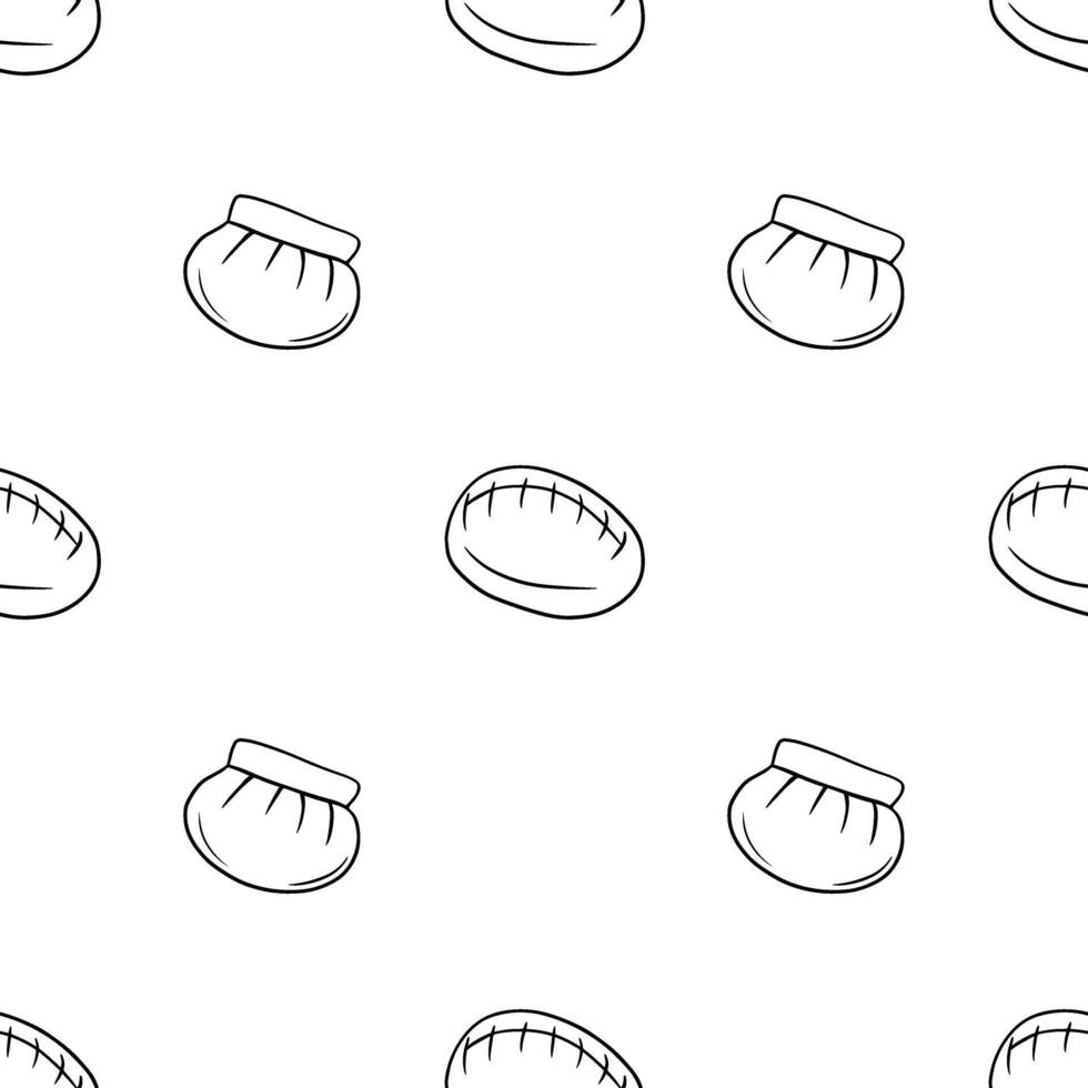Chinese dumplings hand drawn doodle seamless pattern vector