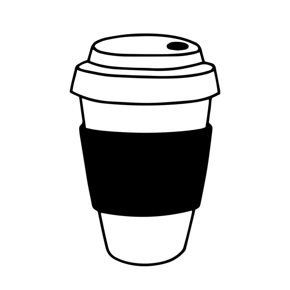 Coffee mug to go doodle sketch vector