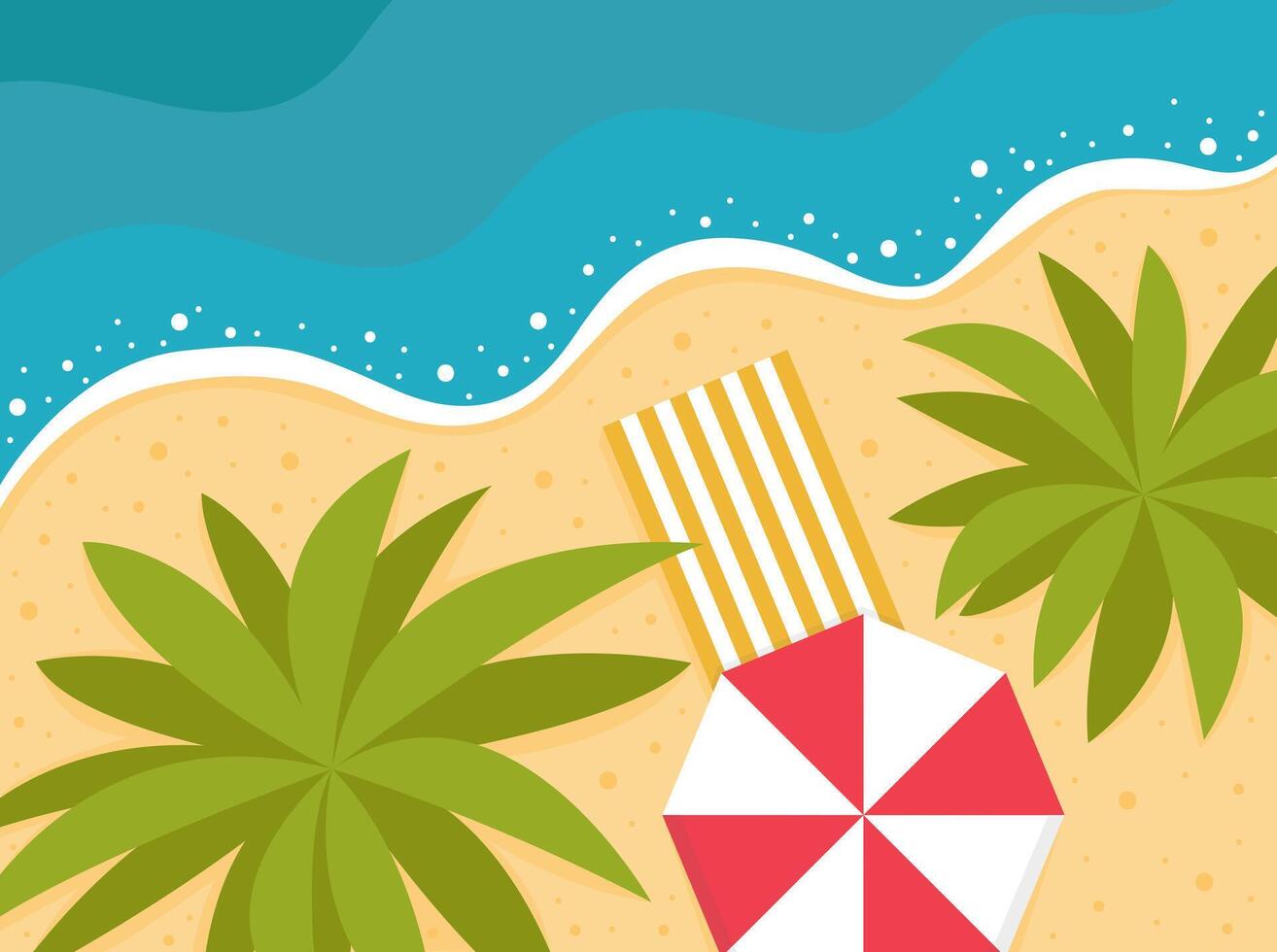 Beach umbrella with palm trees vector