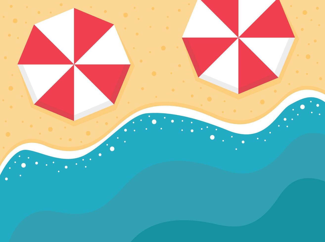 Beach umbrellas and ocean waves vector