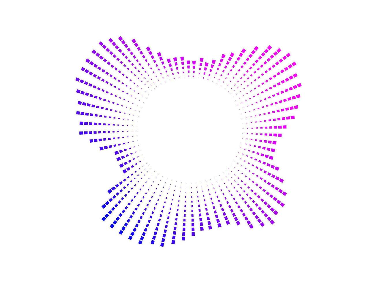 Circular color sound wave pattern created with black dots. The neon design represents audio frequencies and music visualization. Suitable for audio related themes. vector