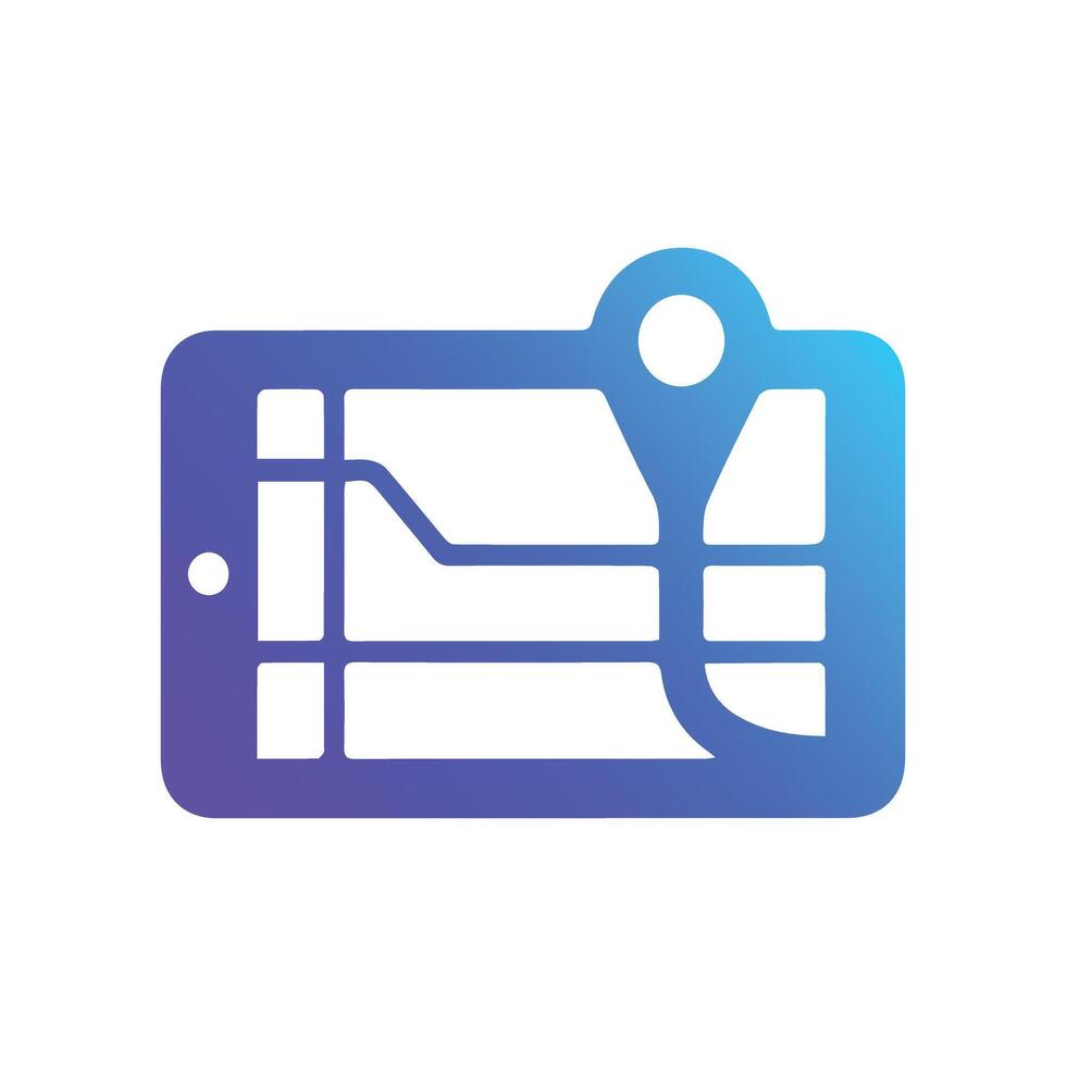Mobile Map App Icon, Modern Smartphone Navigation App Icon with Location Pin Map. vector