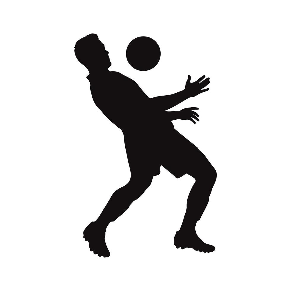 Silhouette of a soccer player skillfully juggling a ball, dynamic pose against a white background, showcasing athleticism and sports action. vector