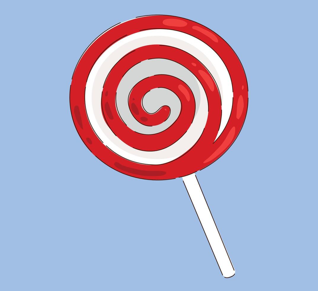 A Colorful Swirled Lollipop set against a Soft Blue Background creating a delightful image vector