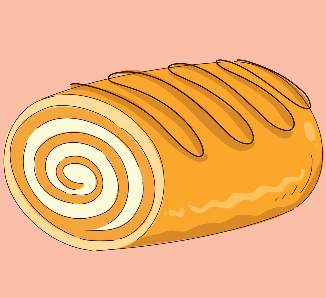 Indulge in the deliciously delightful Orange Cream Roll Pastry, a true dessert masterpiece for all vector