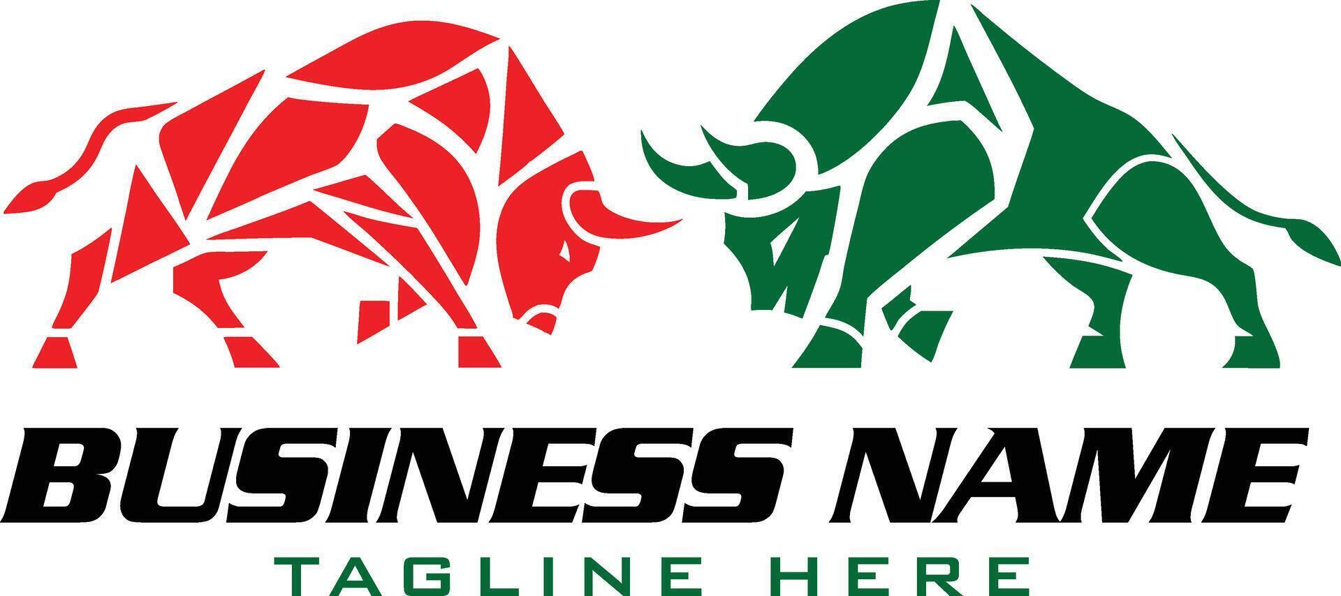 angry bulls geometric logo design vector