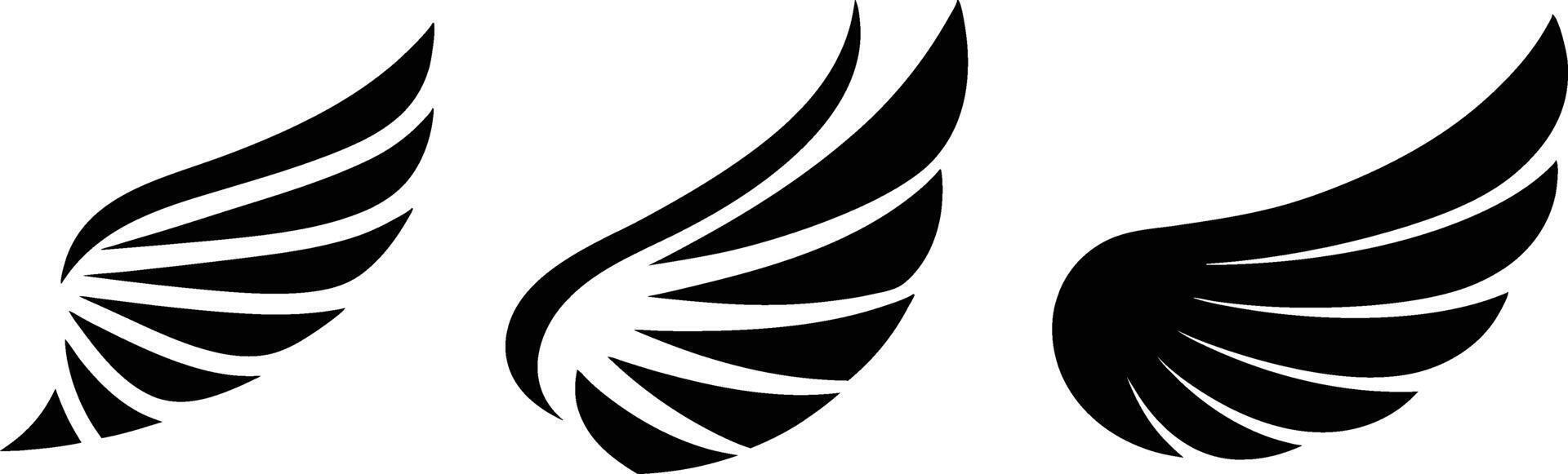 set of three black wings vector