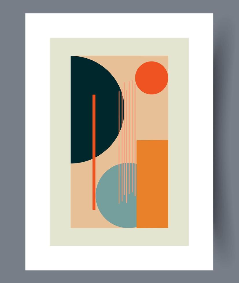 Modern Abstract Geometric Art featuring Circular Shapes and Warm Tones that captivate vector