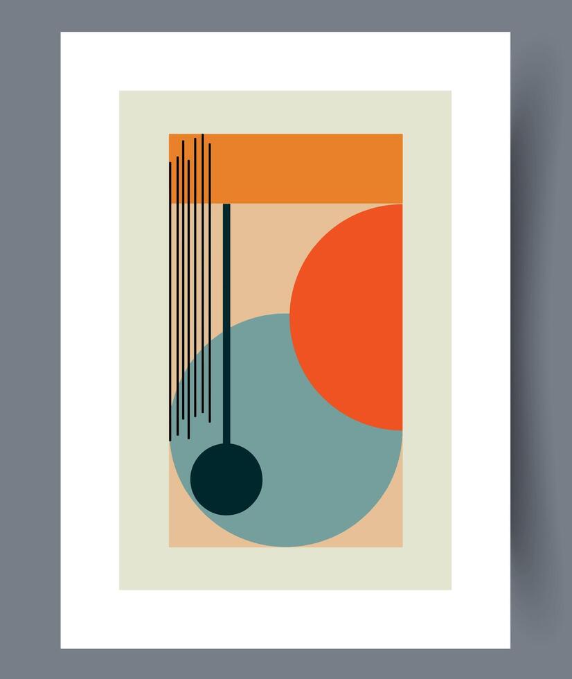 Contemporary Modern Abstract Geometric Art Featuring Dynamic Circles and Striking Lines vector