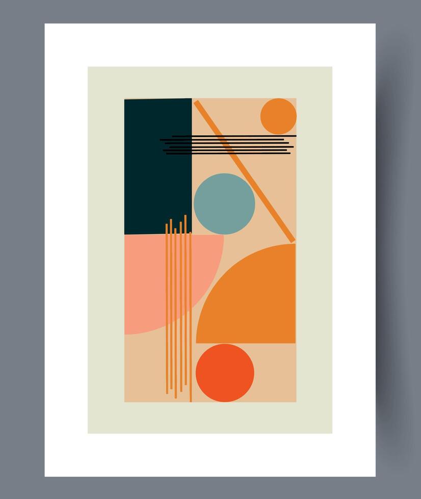 This is a Modern Abstract Geometric Art Print that features a palette of warm tones vector