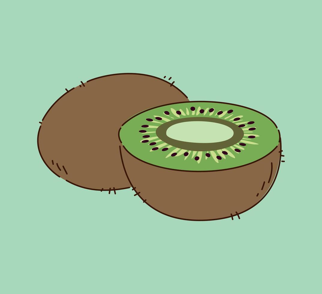A delightful and vibrant cartoon illustration of kiwi fruit in a colorful and playful style vector