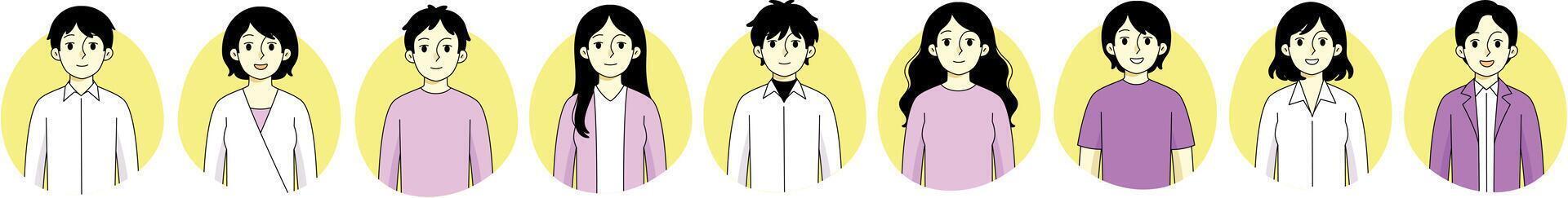 Illustration of diverse characters' expressions vector