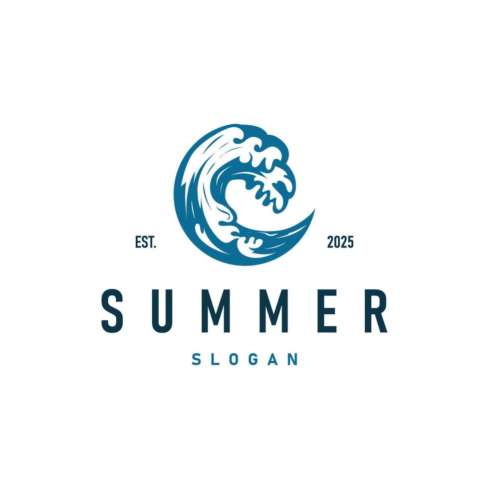 summer vacation with beach summer logo palm tree ocean logo concept illustration symbol template vector