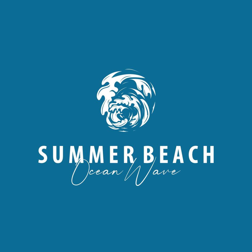 summer vacation beach summer logo concept with palm tree and ocean logo concept illustration symbol template vector