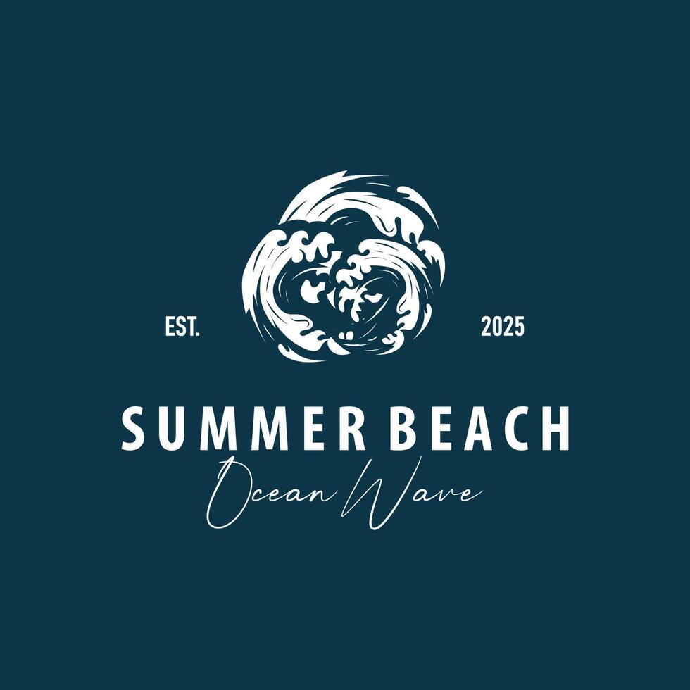 summer vacation minimalist beach summer logo concept palm tree and ocean concept illustration template vector