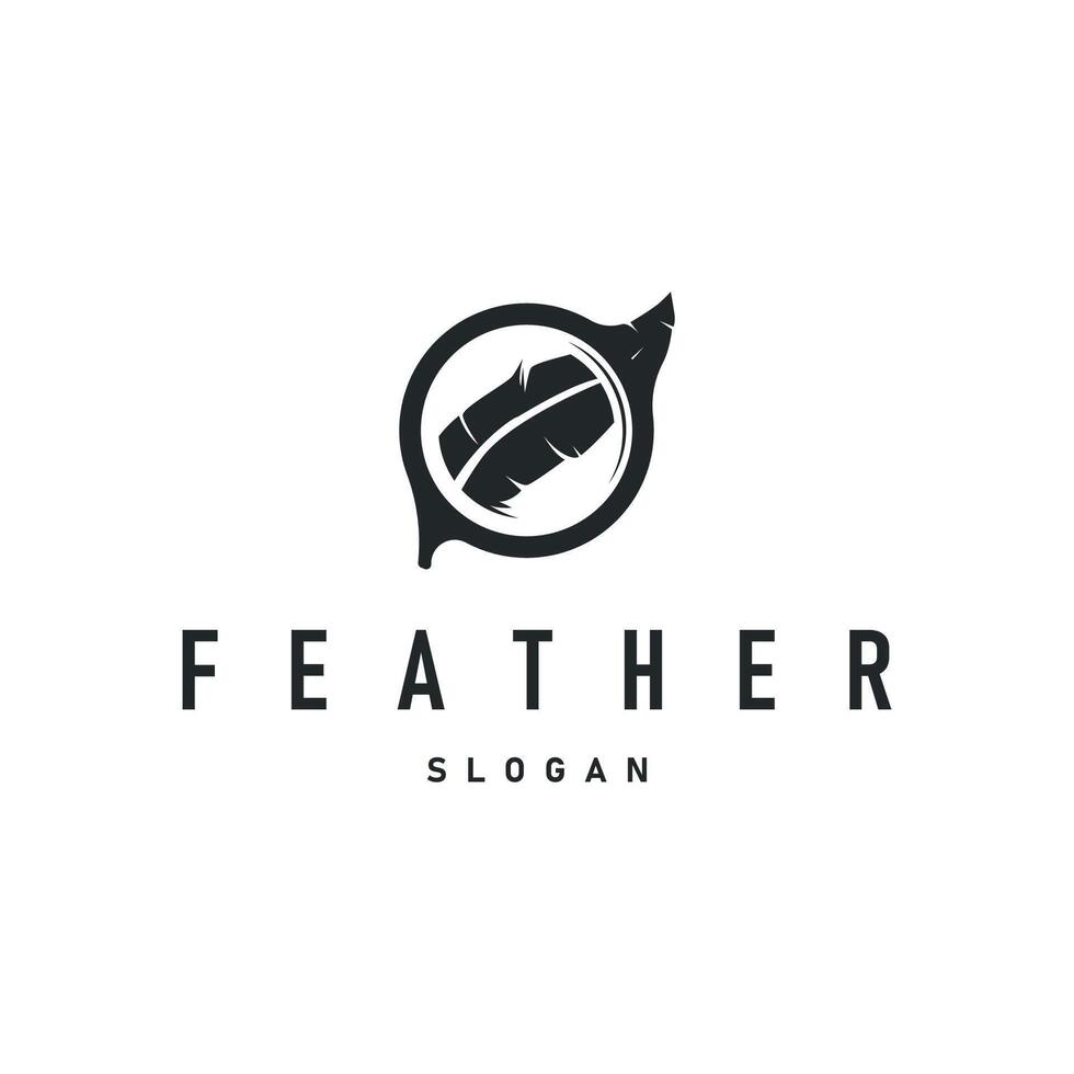 bird feather logo simple design animal feather silhouette black feather wings minimalist simple modern illustration product brand template and poster vector