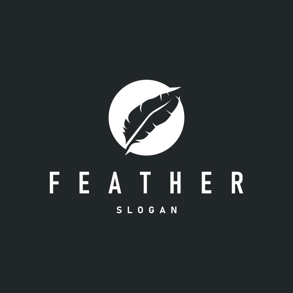 bird feather logo simple design animal feather silhouette black feather wing simple for illustration product brand template and poster vector
