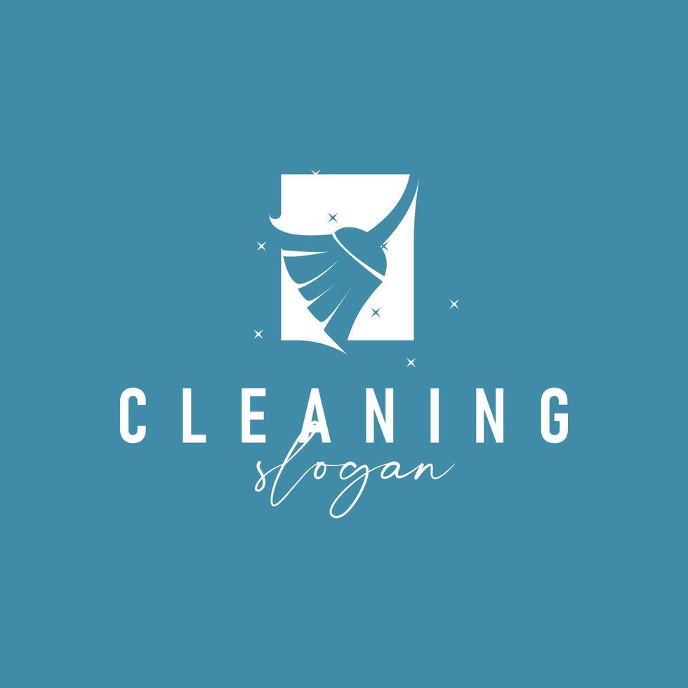 cleaning logo design with cleaning equipment concept, minimalist simple cleaning service symbol, clean house service, product, business or service brand symbol vector