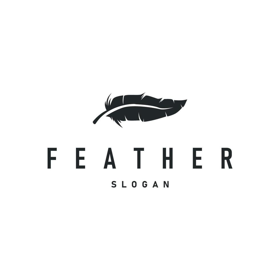 bird feather logo simple design animal feather silhouette black feather wings minimalist simple modern for illustration product template and poster vector