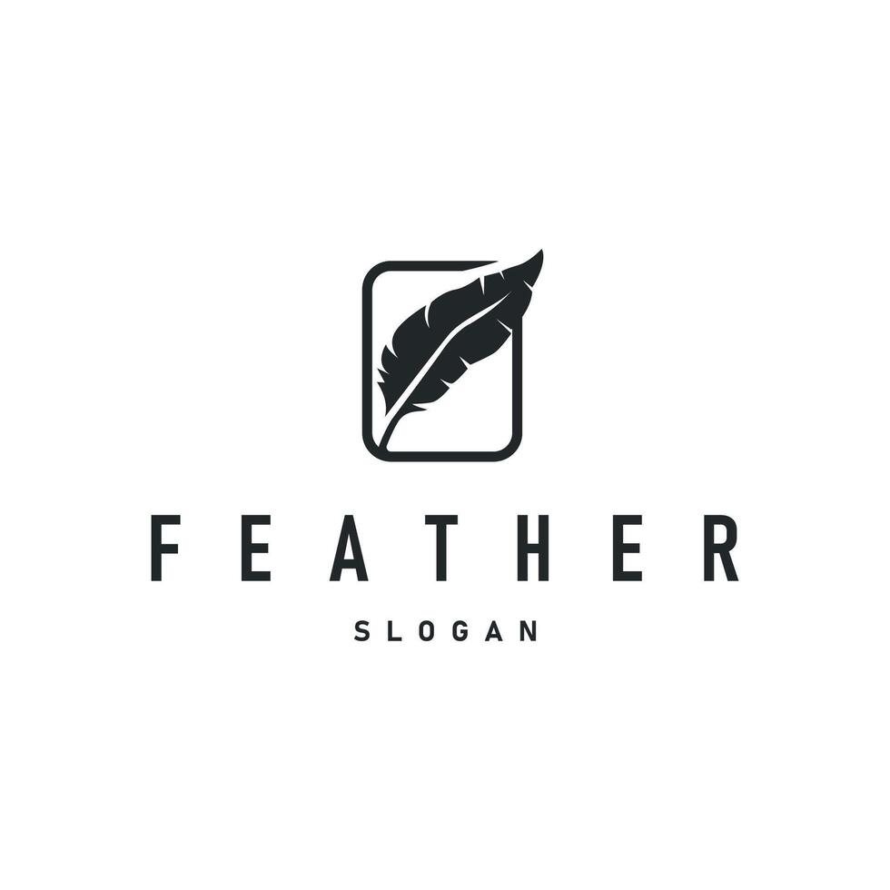 bird feather logo simple design animal feather silhouette black feather modern for illustration product brand template and poster vector