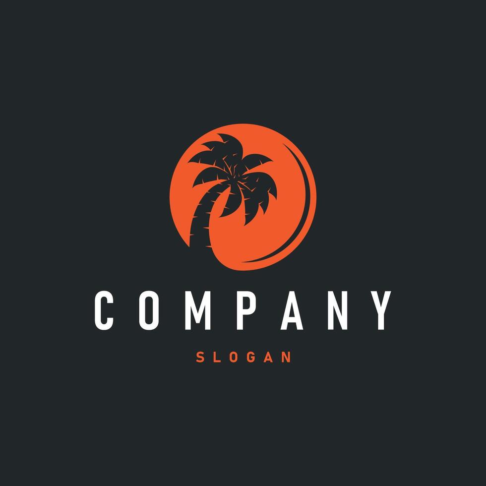 summer vacation with beach summer logo palm tree ocean logo illustration symbol template vector