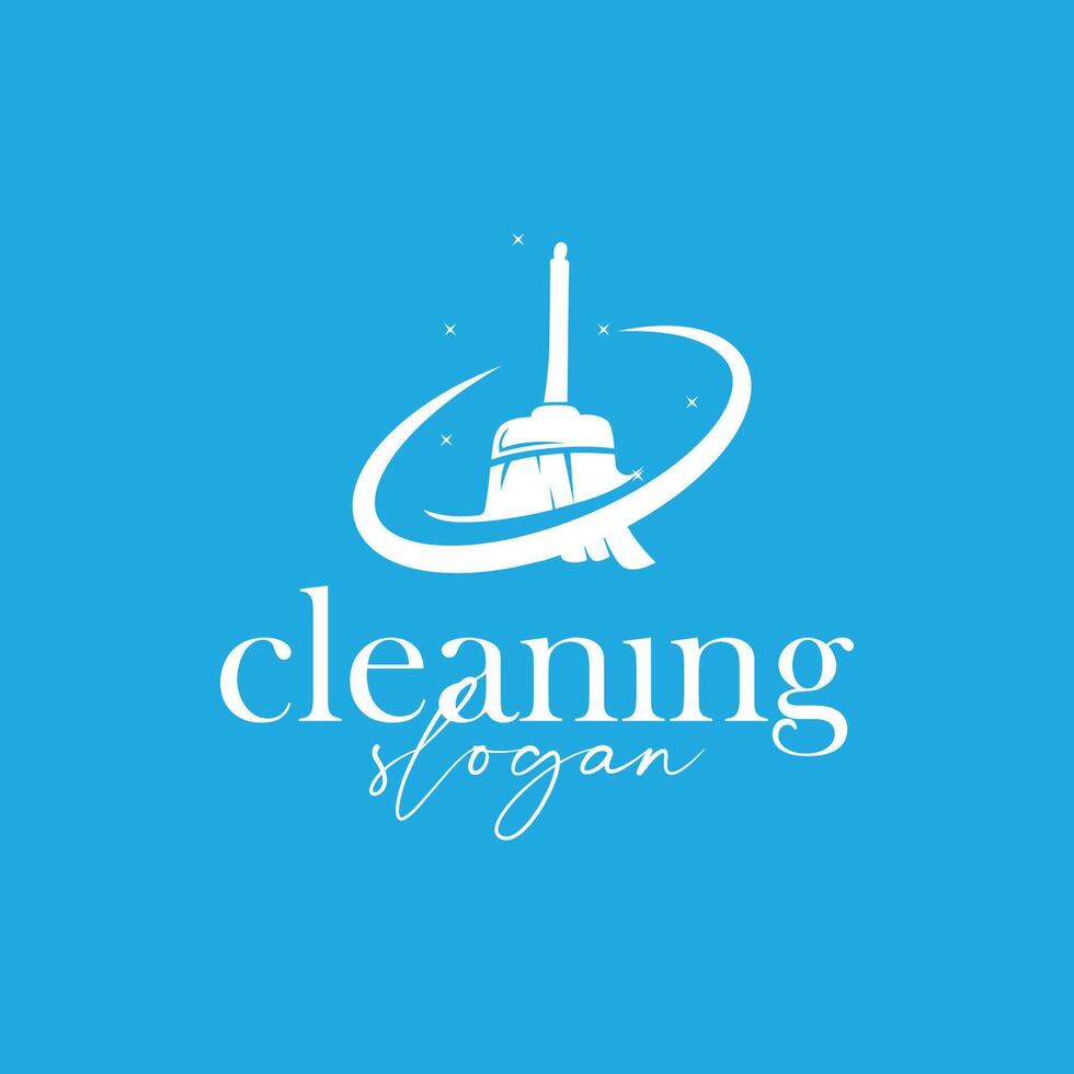 cleaning logo design with cleaning equipment concept, minimalist simple cleaning service symbol vector