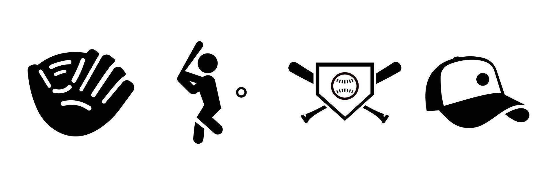 Baseball related icons set vector