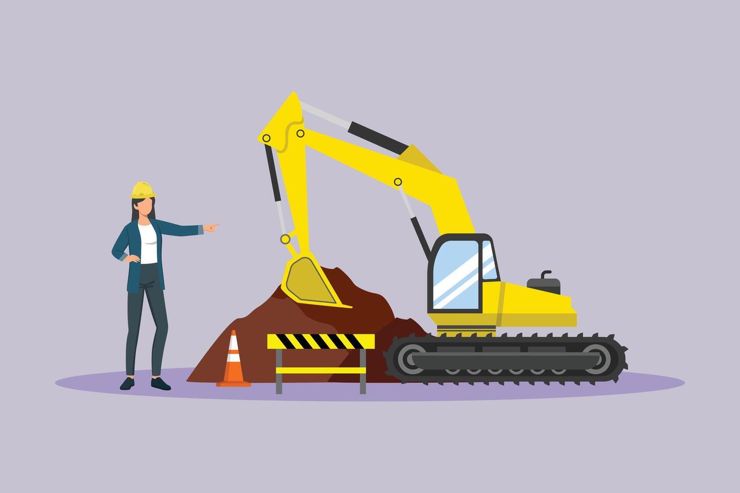Excavator at a construction site vector