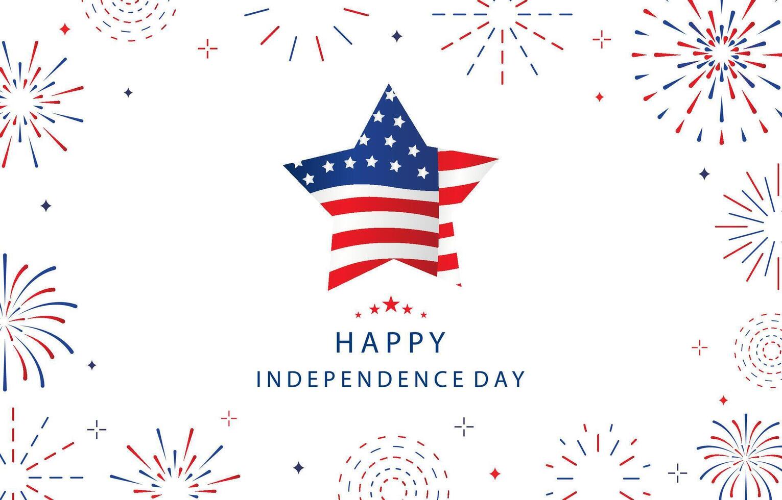 star 4th of July Independence Day background with flag party for a4 horizontal design vector
