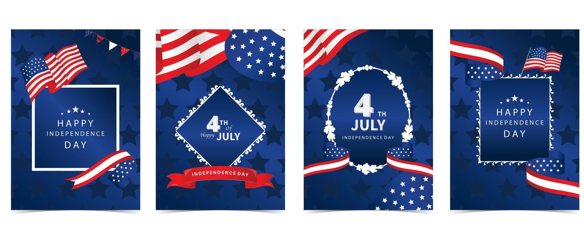 4th of July Independence Day background with retro frame for a4 vertical design vector