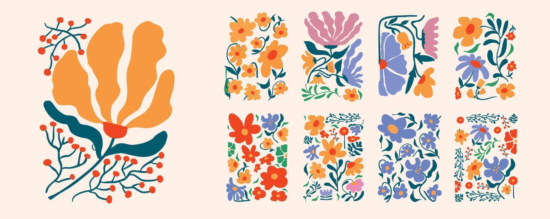 wavy flower element object in naive style vector