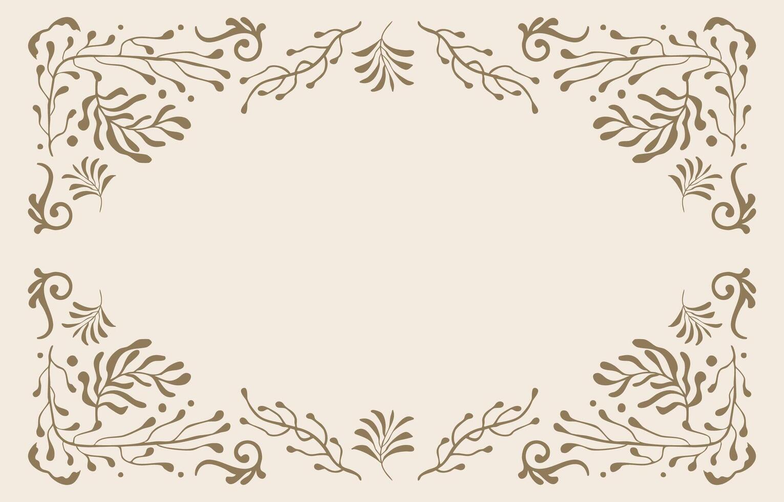 flower and leaves frame banner in wavy line style for horizontal A4 design vector