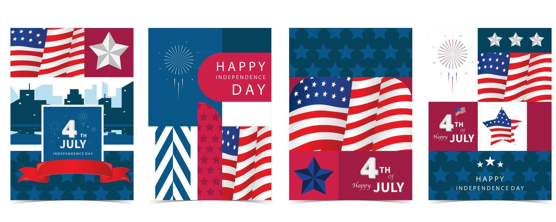 4th of July Independence Day background with geometric for A4 vertical design vector