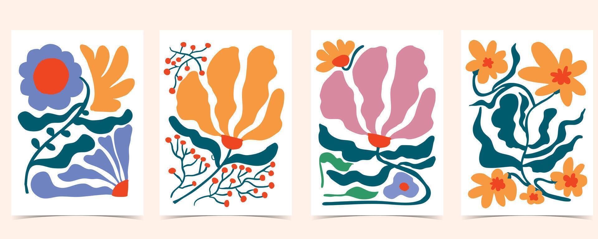 funny wavy groovy flower background in naive style for A4 vertical design vector