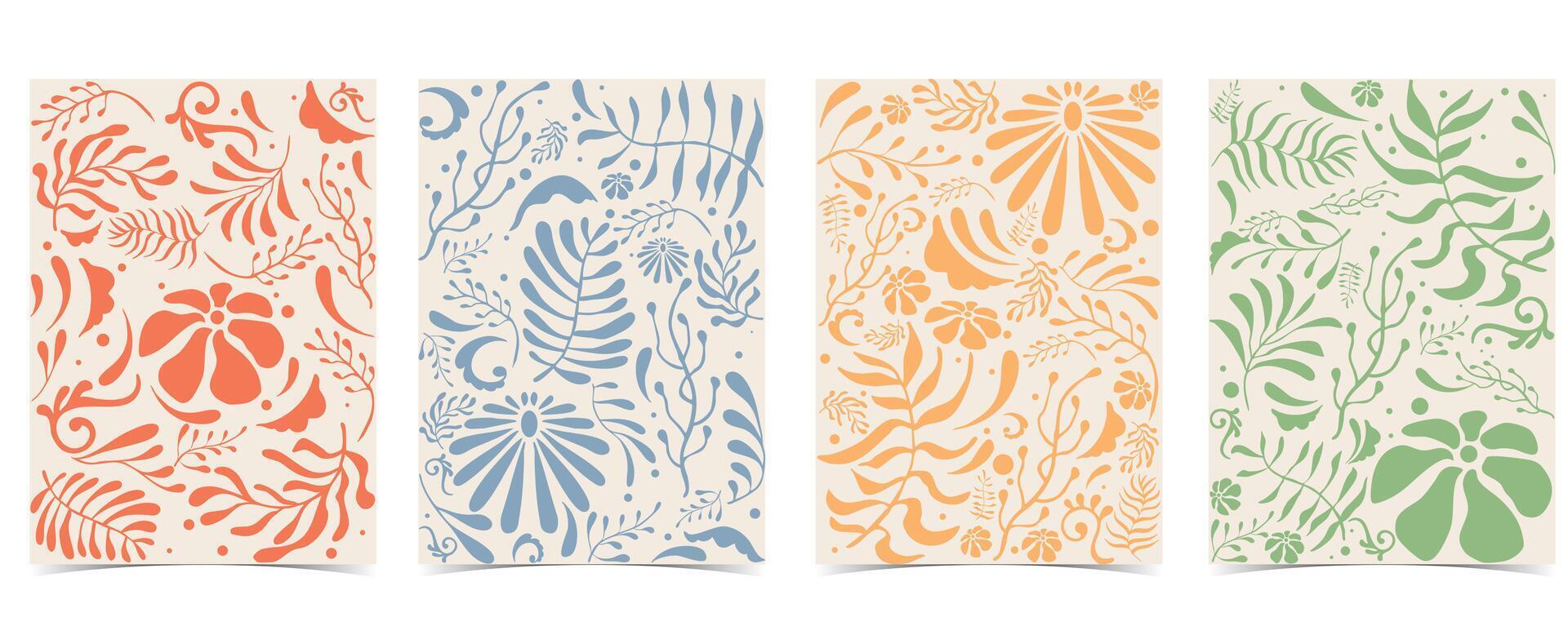 Retro flower frame background in wavy line style for vertical A4 design vector