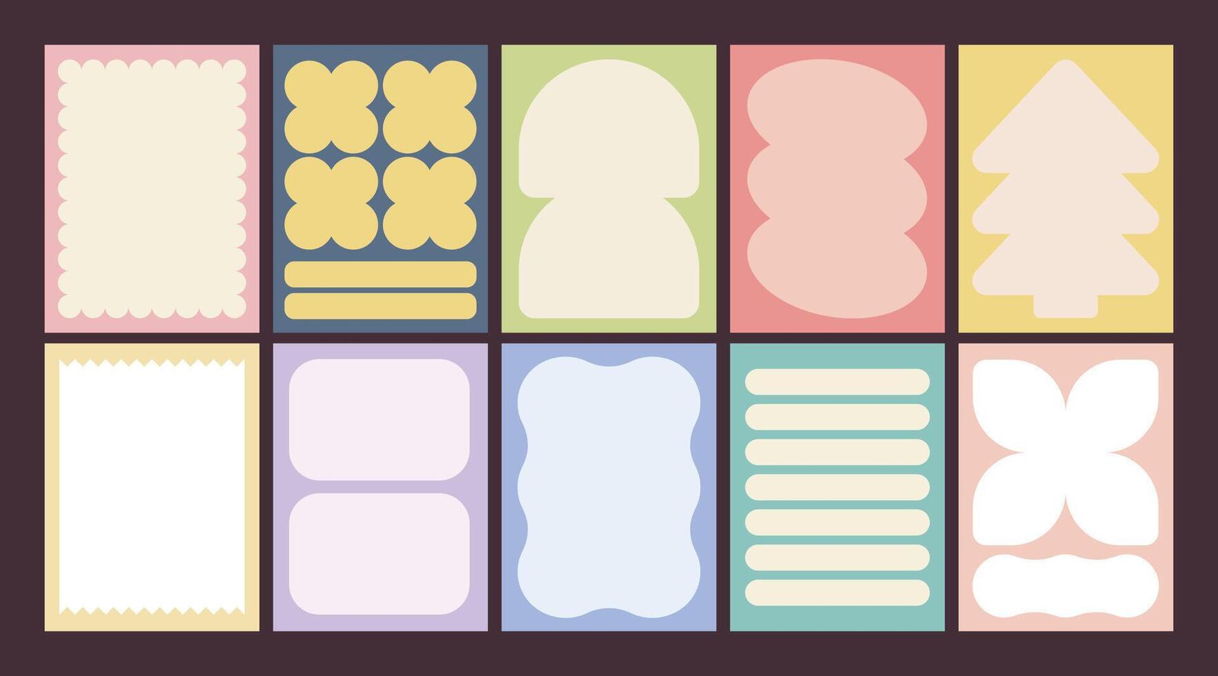 Minimalist blank notes set in soft pastel colors, perfect for planners, journals, and daily organization. Aesthetic layout ideal for printing and digital use. vector