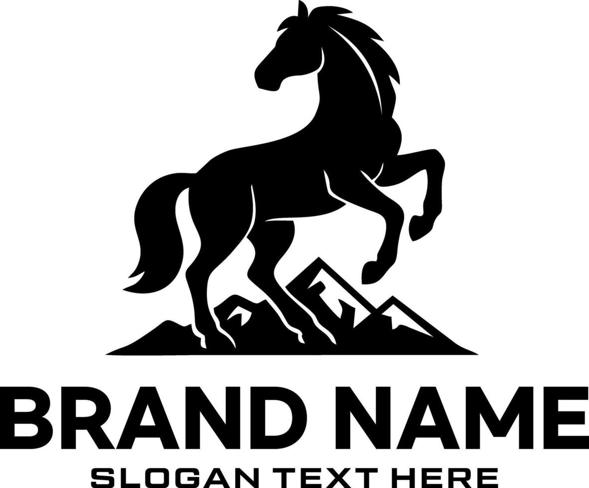 horse with mountain idea logo design vector