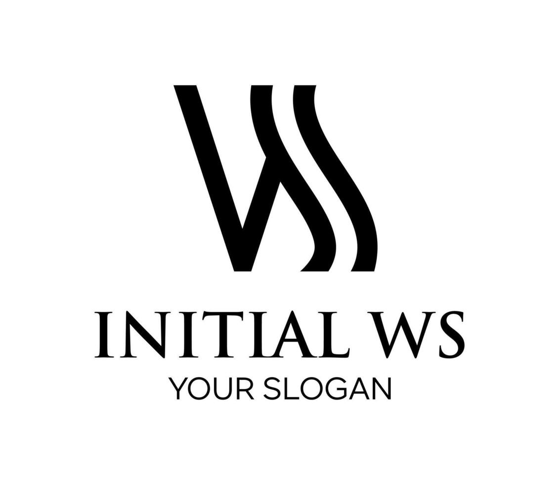 initial ws black idea logo design vector